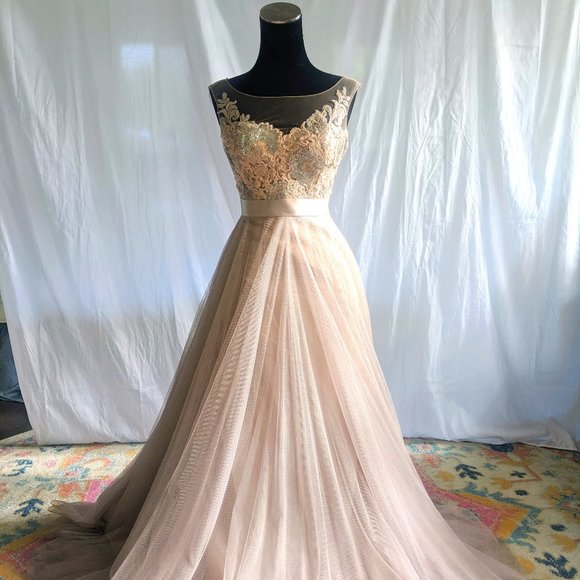 Watters & Watters Dresses & Skirts - Breathtaking Blush Pink Ivory Watters & Watters Ball Gown Size 0